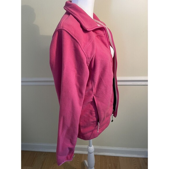 LL Bean Fleece Full Zip Up Funnel Neck Jacket Womens Size M Bright Pink - Picture 4 of 8